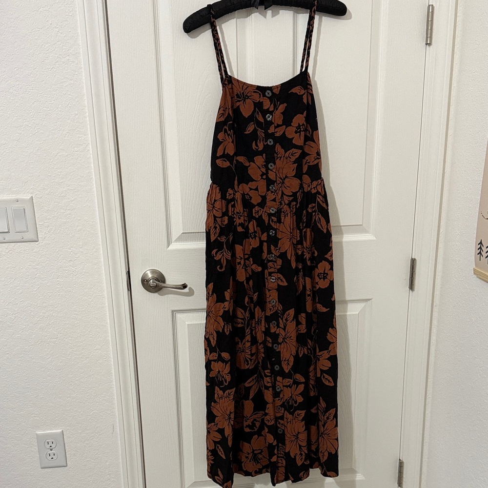 Free People Floral Maxi Dress in Black and Brown